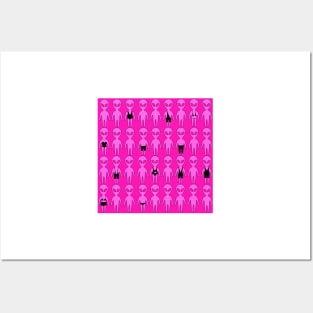 Small pink men from Mars . Extraterrestrials In bathing suites. Posters and Art
